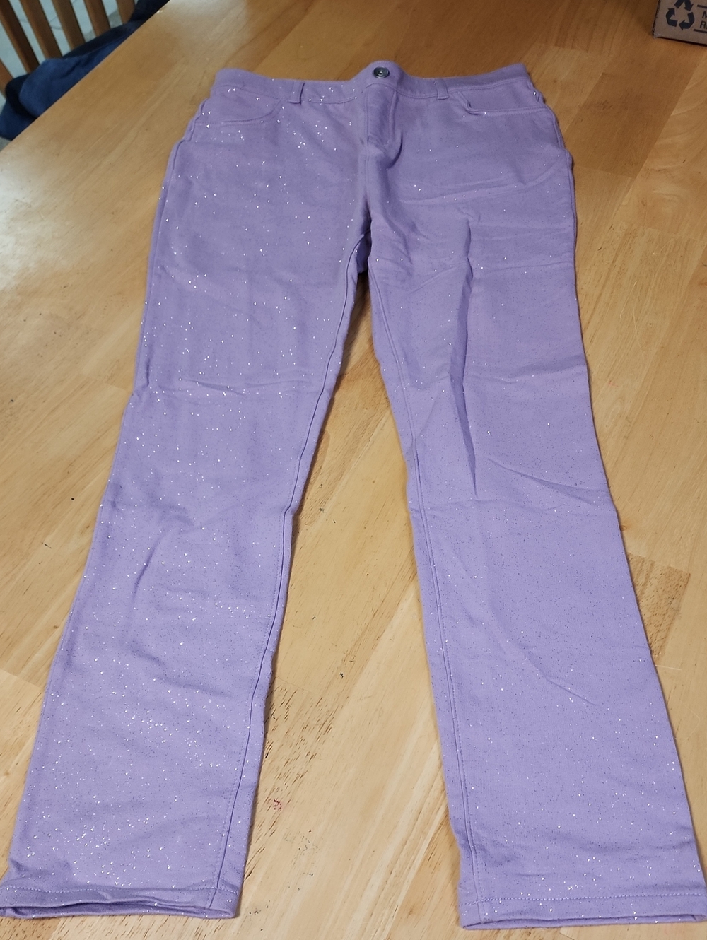 The Children's Place Girls Purple Glitter Pants Size 16 XL EUC Sparkle